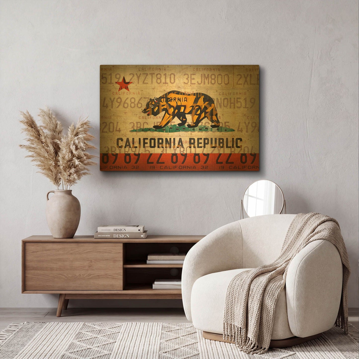 'Cali State Flag License Plates' By Design Turnpike Gold Metal Wall Art