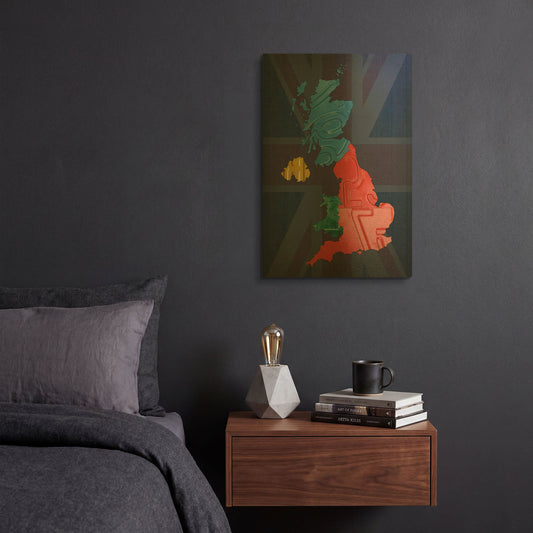 'UK Map' By Design Turnpike Gold Metal Wall Art