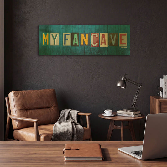 'My Fan Cave' By Design Turnpike Gold Metal Wall Art