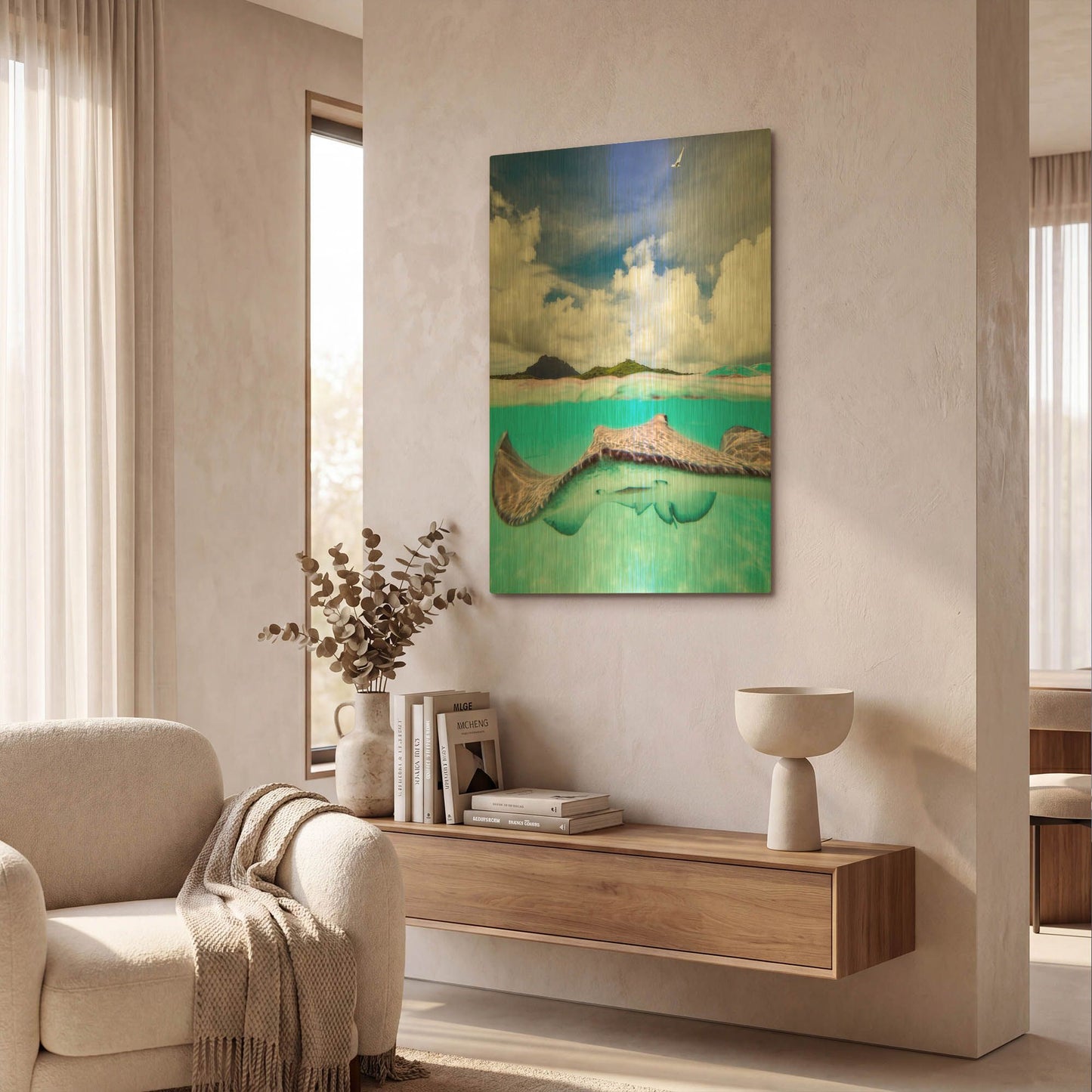 'Stingray' By Jesse Estes Gold Metal Wall Art