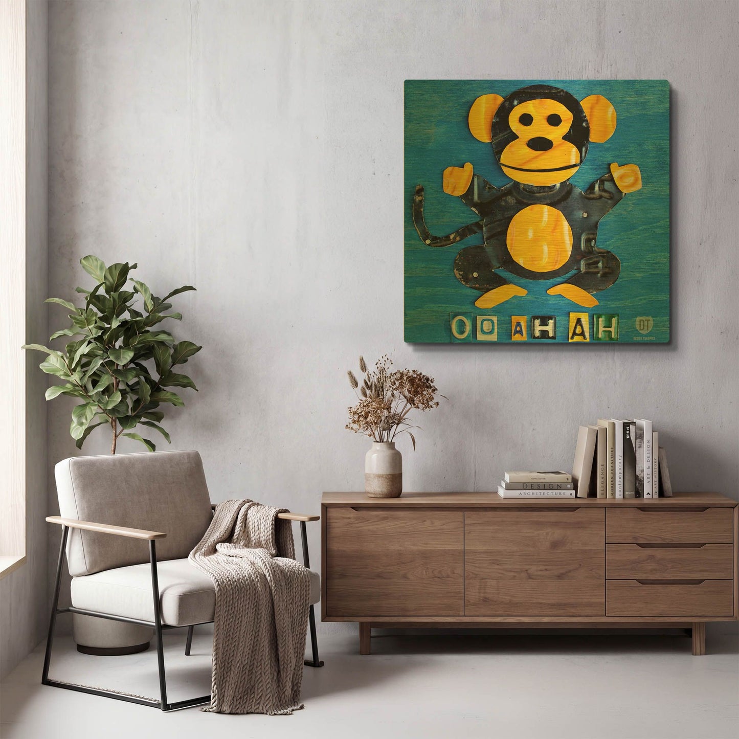 'Oo Ah Ah The Monkey' By Design Turnpike Gold Metal Wall Art