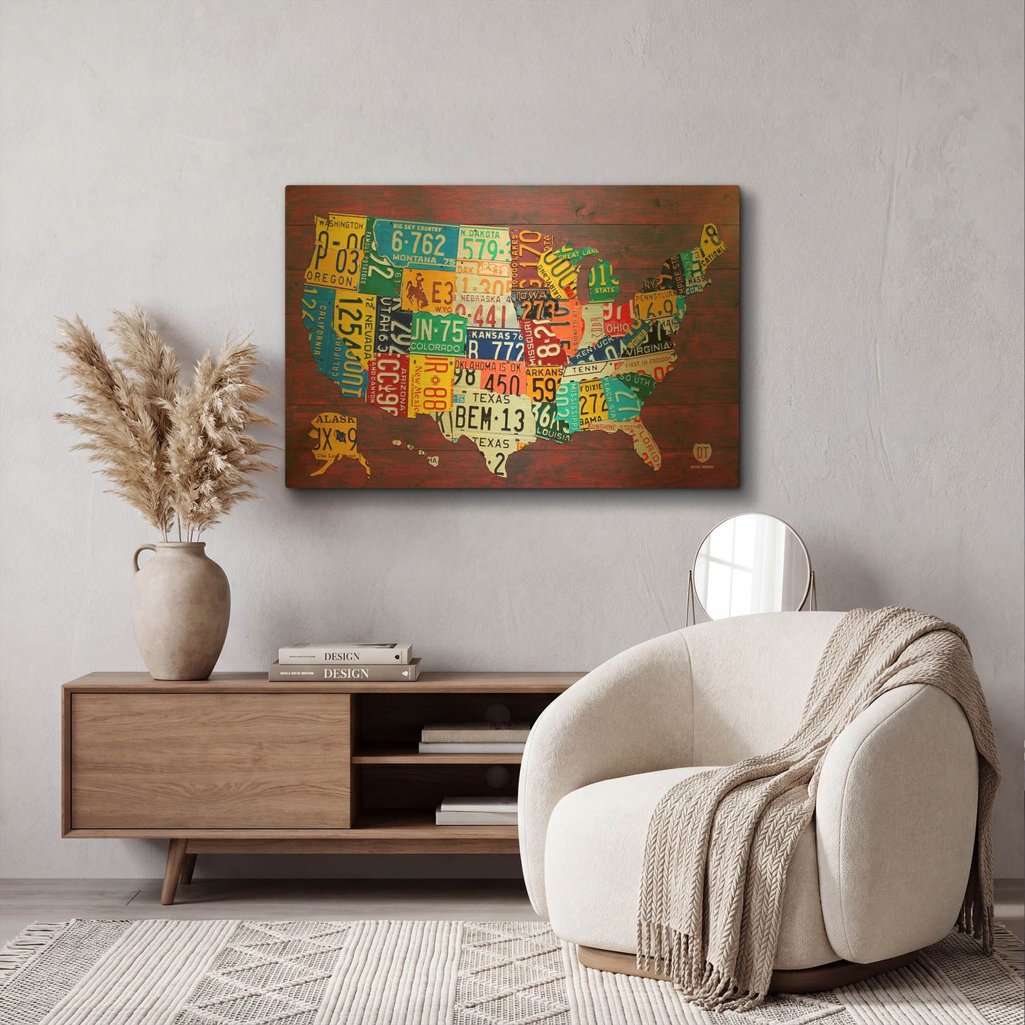 'License Plate Map Usa Large' By Design Turnpike Gold Metal Wall Art