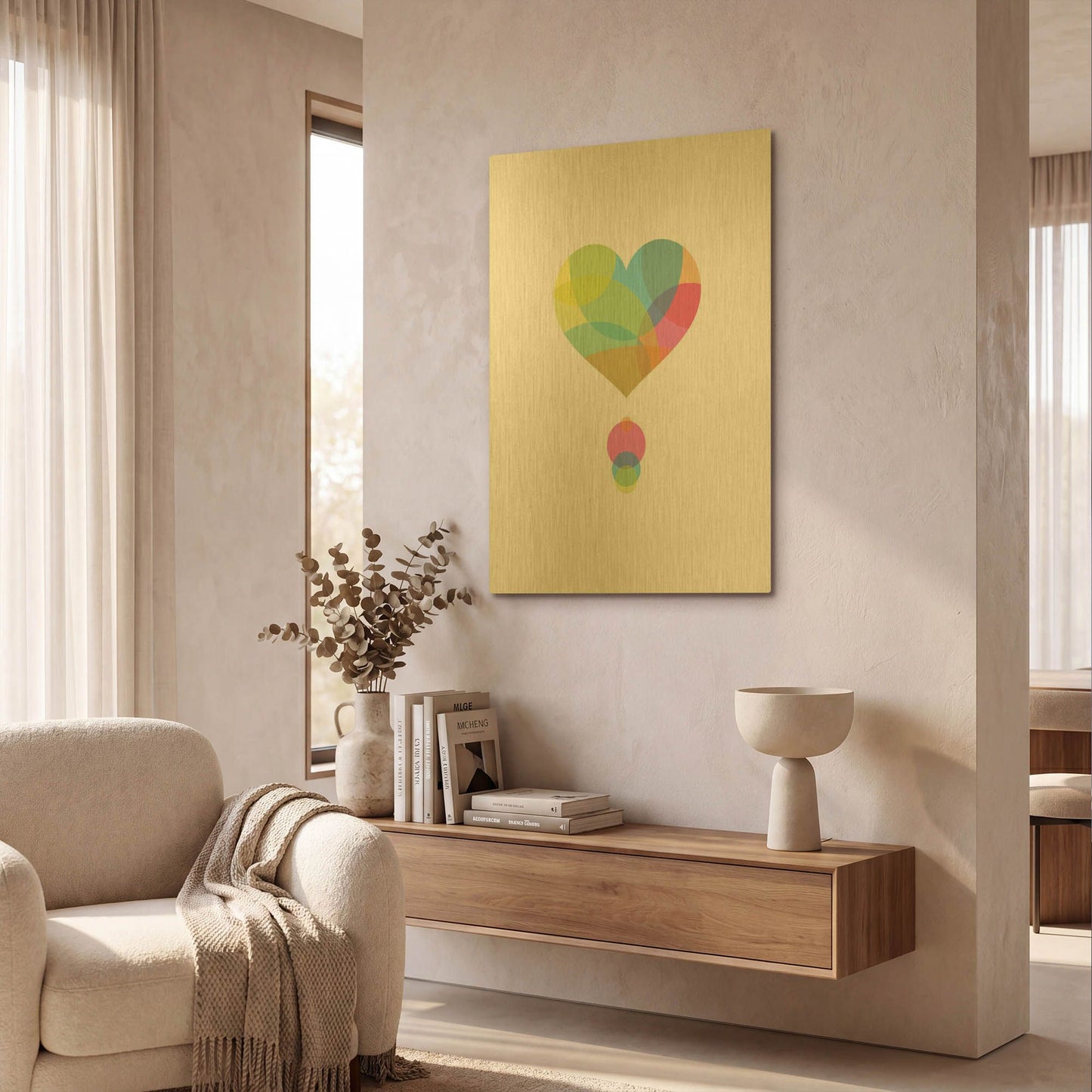 'Colors of a Heart' By Volkan Dalyan Gold Metal Wall Art