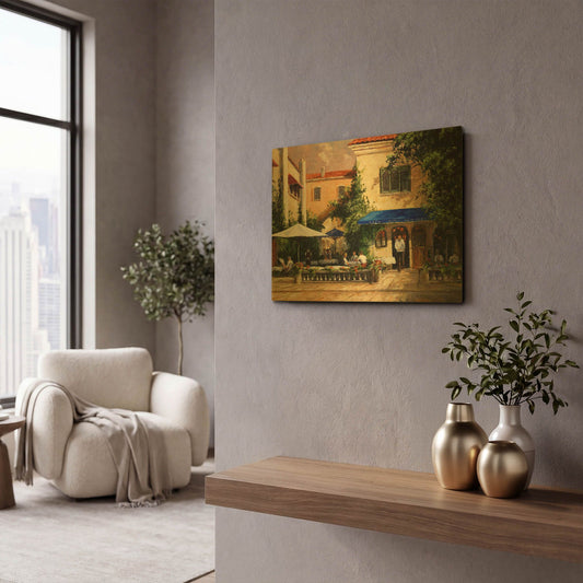 'Café Bar' By Art Fronckowiak Gold Metal Wall Art