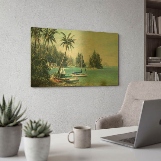 'Island Cove' By Art Fronckowiak Gold Metal Wall Art