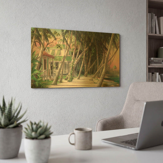 'Island House' By Art Fronckowiak Gold Metal Wall Art