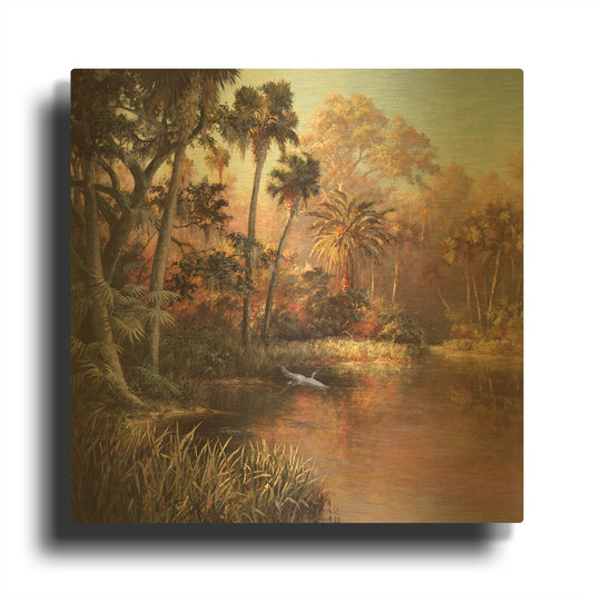 'Myakka Sunset' By Art Fronckowiak Gold Metal Wall Art