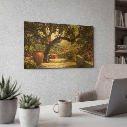 'Napa Patio' By Art Fronckowiak Gold Metal Wall Art