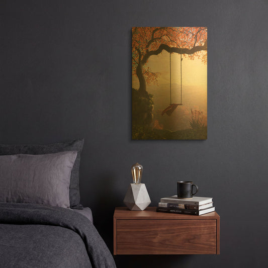 'Tree Swing' By Cynthia Decker Gold Metal Wall Art