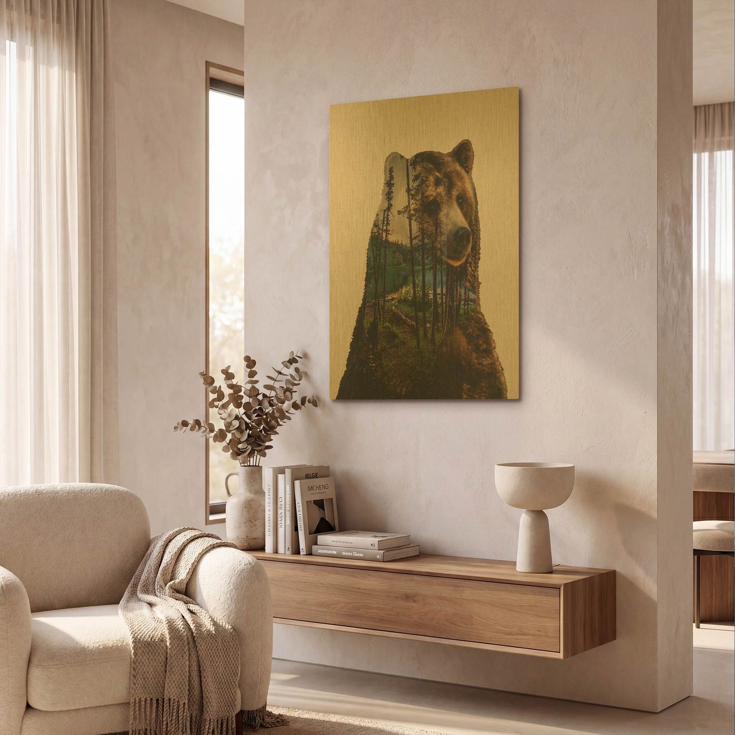 'Bear Lake' By Davies Babies Gold Metal Wall Art