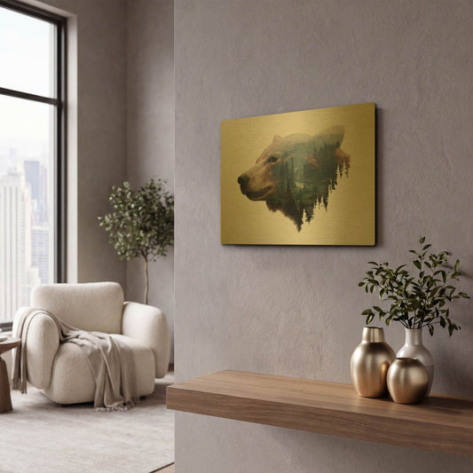 'Pacific Northwest Black Bear' By Davies Babies Gold Metal Wall Art