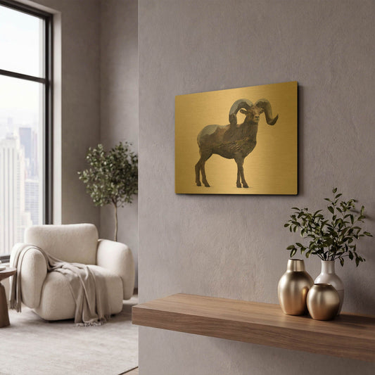 'Rocky Mountain Bighorn' By Davies Babies Gold Metal Wall Art