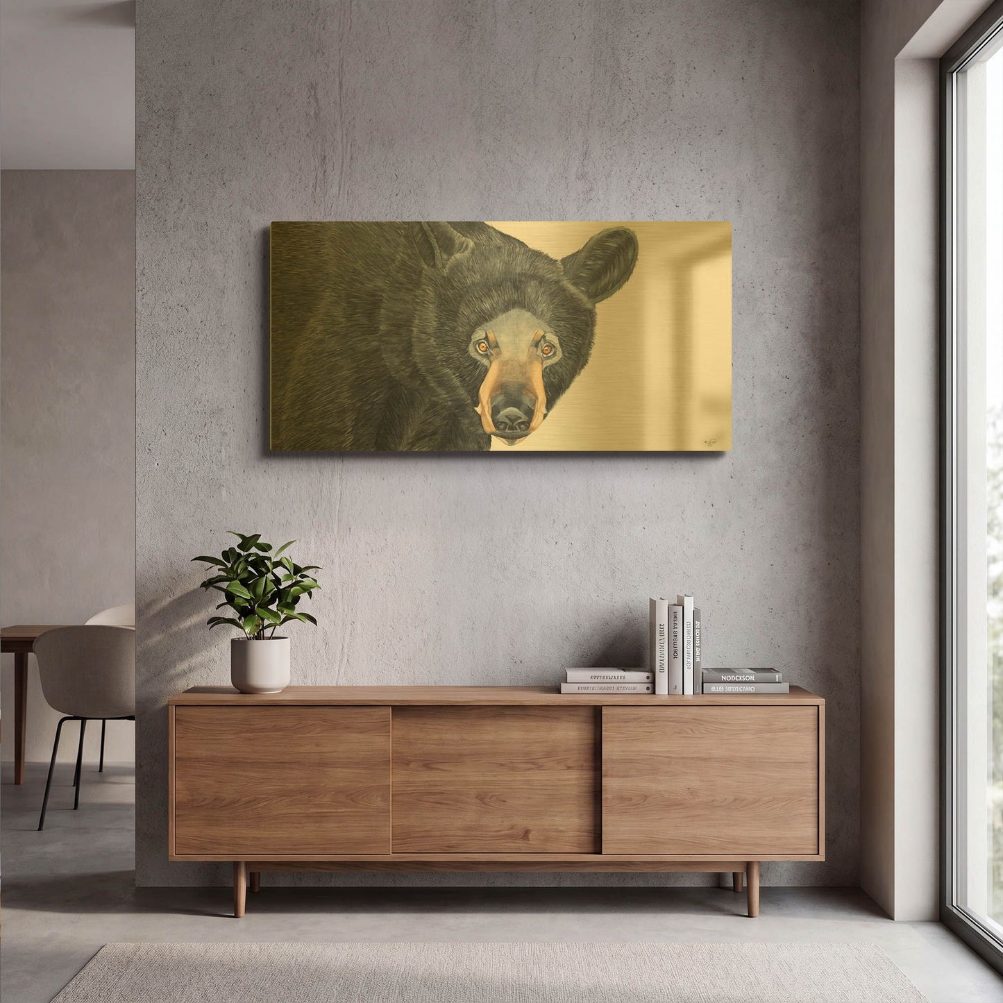 'Black Bear' By Diane Fifer Gold Metal Wall Art