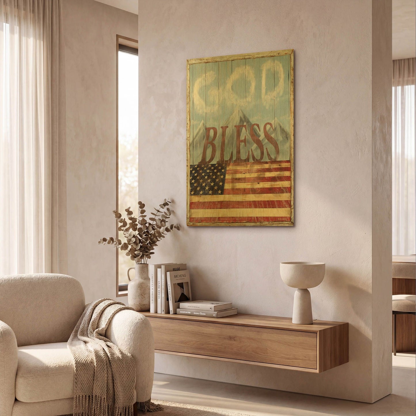 'God Bless America' By Ed Wargo Gold Metal Wall Art