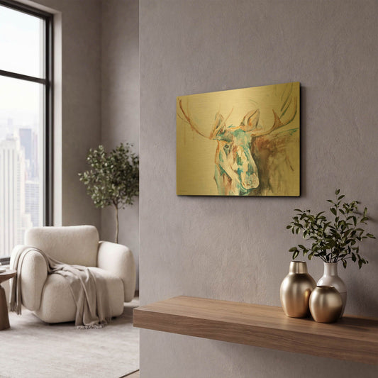 'Water Moose' By Kamdon Kreations Gold Metal Wall Art