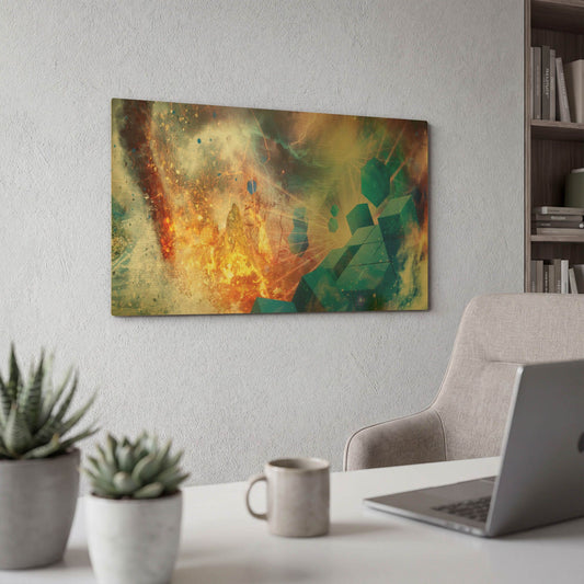 'Press Start 2' By Mario Sanchez Nevado Gold Metal Wall Art