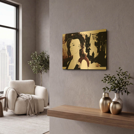 'Unmasked 2' By Jonathan Lam Gold Metal Wall Art