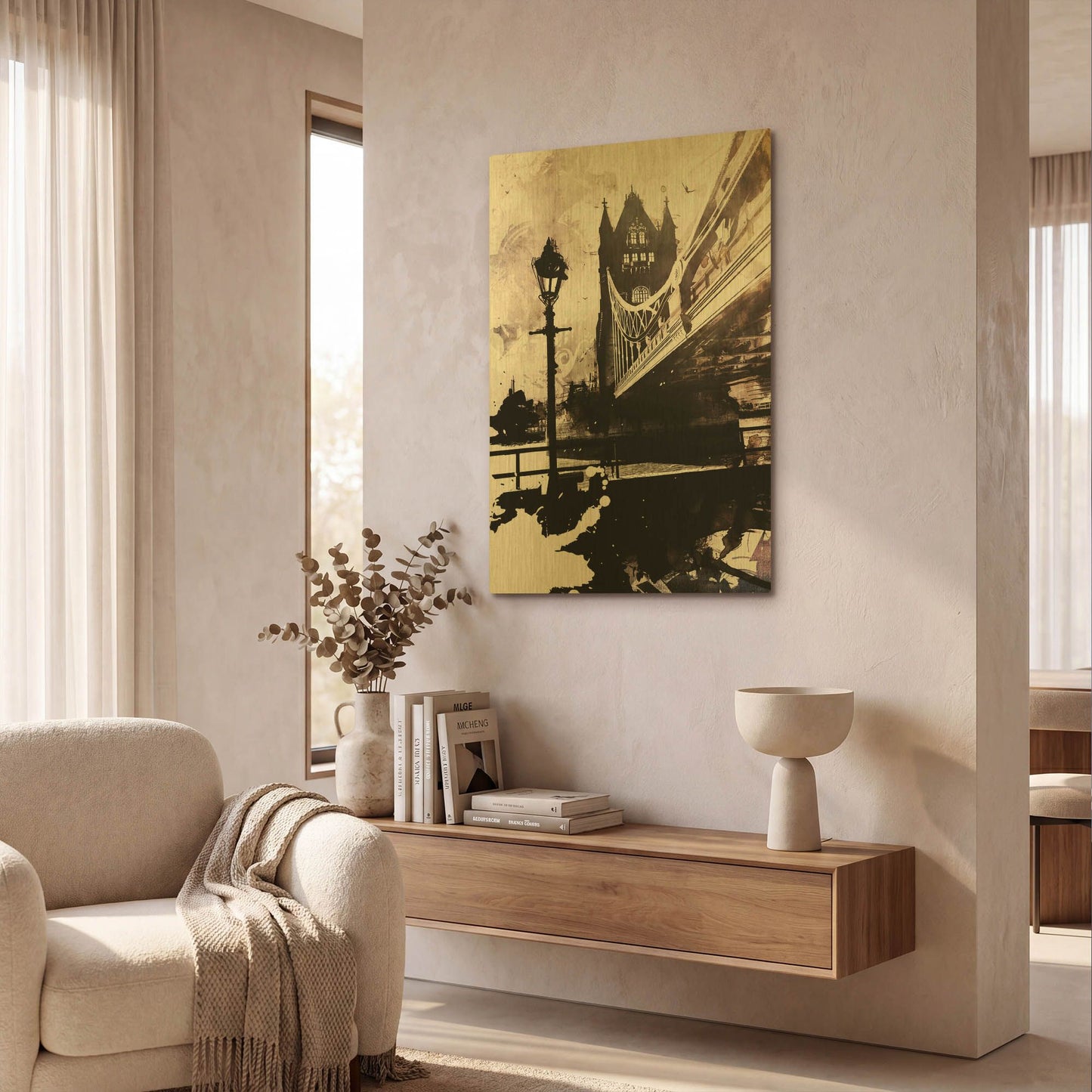 'Tower Bridge 1' By Jonathan Lam Gold Metal Wall Art