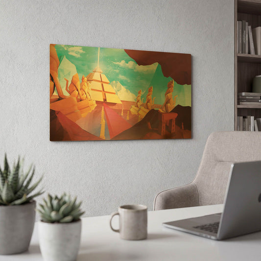 'Low Poly Pyramid' By Jonathan Lam Gold Metal Wall Art