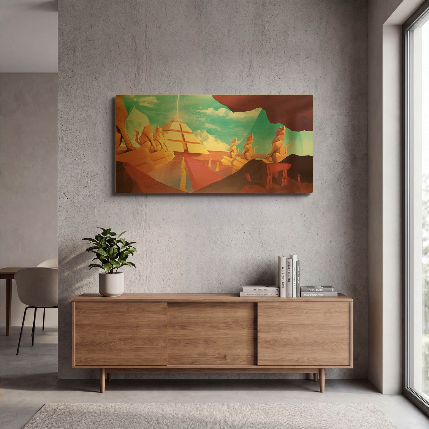 'Low Poly Pyramid' By Jonathan Lam Gold Metal Wall Art