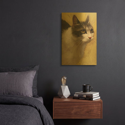 'Derby Cat' By Diane Hoeptner Gold Metal Wall Art
