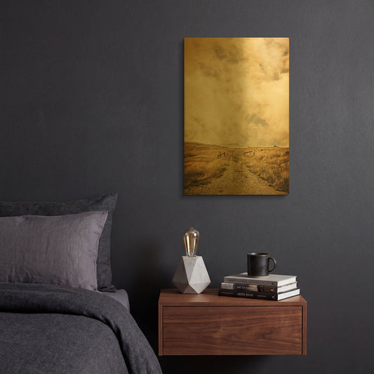 'Ranch Gate' By Edward M. Fielding Gold Metal Wall Art