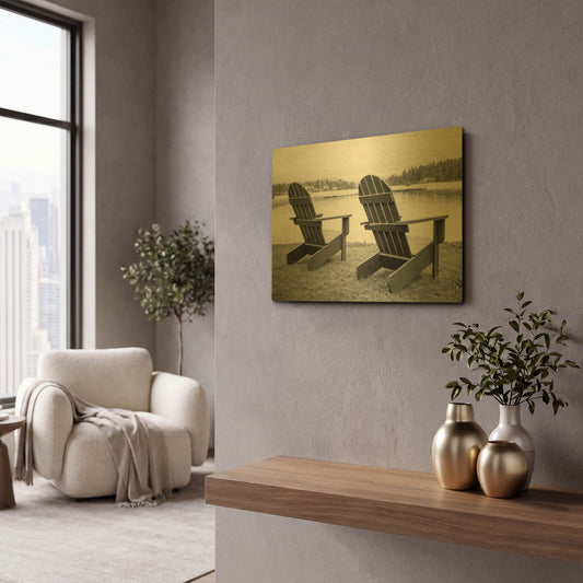 'Relaxing at the Lake' By Edward M. Fielding Gold Metal Wall Art