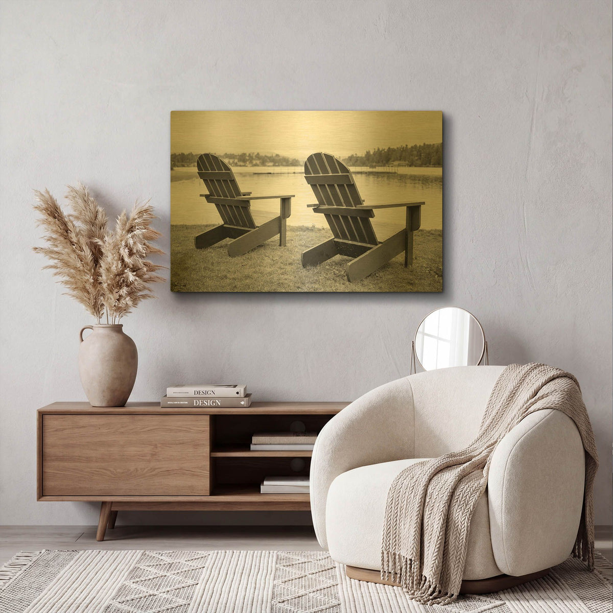 'Relaxing at the Lake' By Edward M. Fielding Gold Metal Wall Art