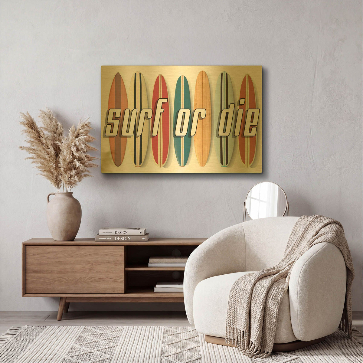 'Surf of Die' By Edward M. Fielding Gold Metal Wall Art