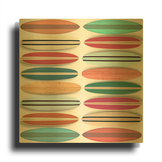 'Surfboard Pattern' By Edward M. Fielding Gold Metal Wall Art