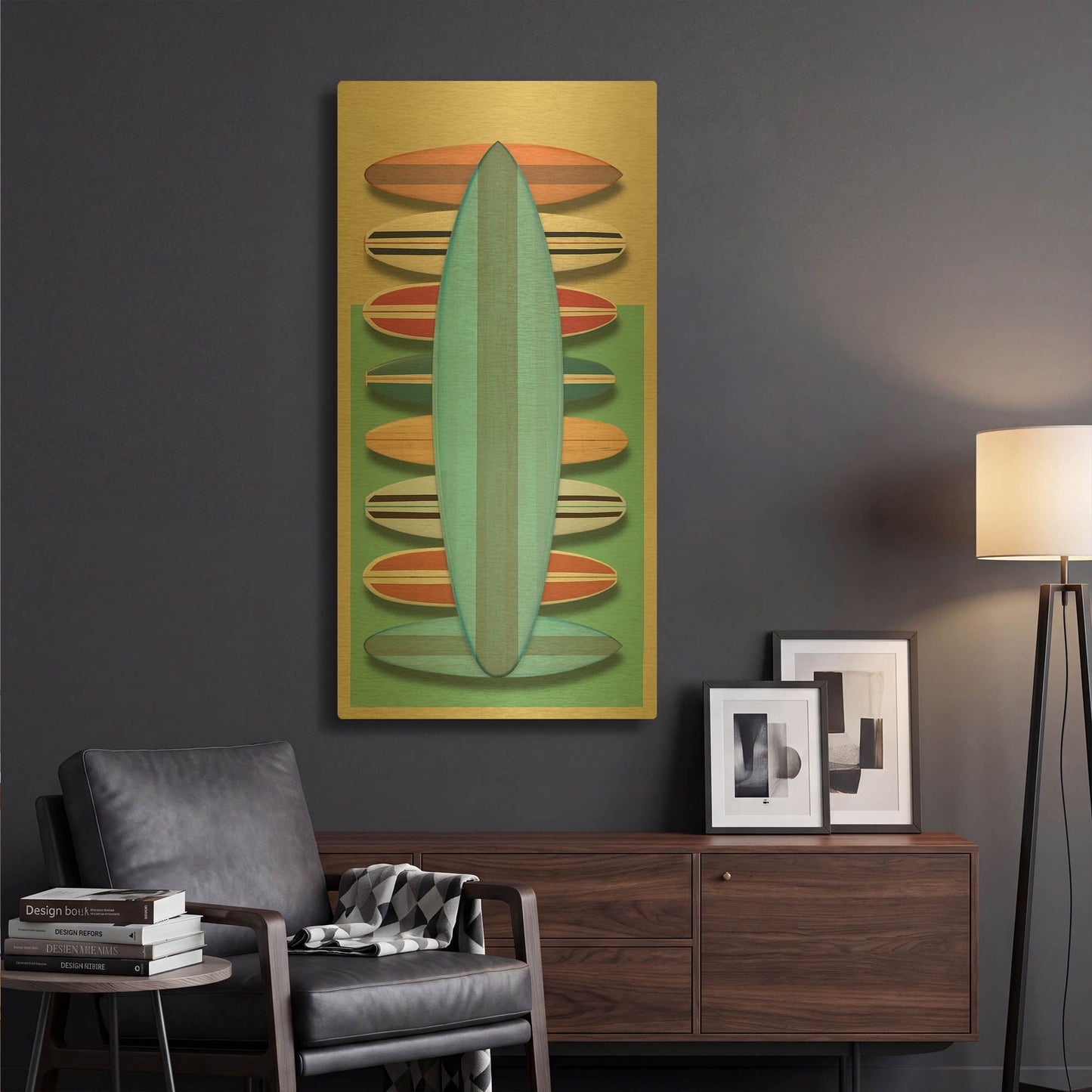 'Surfboards - Red' By Edward M. Fielding Gold Metal Wall Art