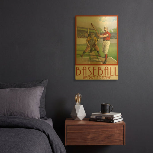 'Baseball America' By Edward M. Fielding Gold Metal Wall Art