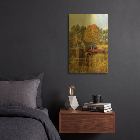 'Grist Mill' By Edward M. Fielding Gold Metal Wall Art