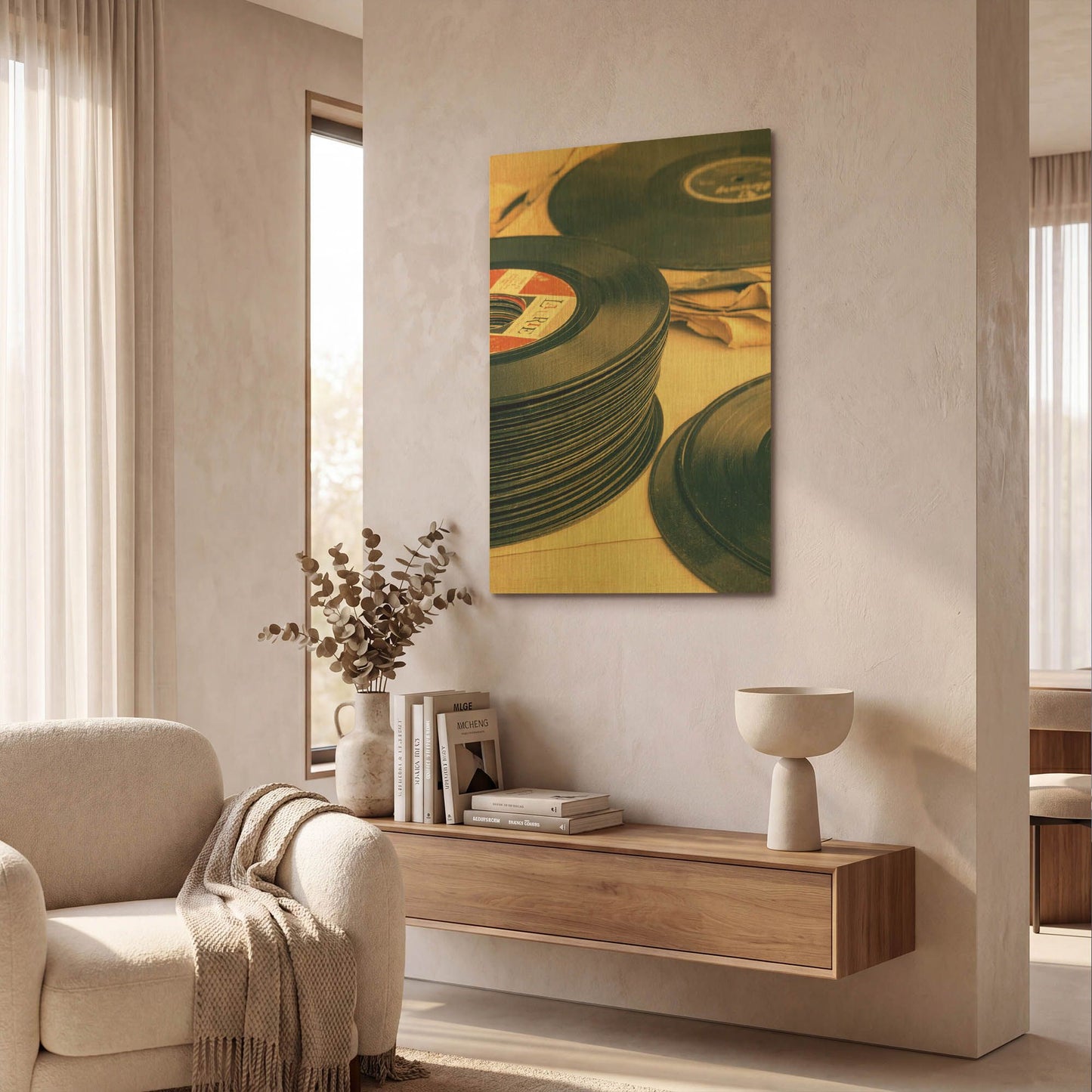 'Old 45s' By Edward M. Fielding Gold Metal Wall Art