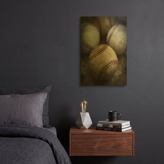 'Old Baseball' By Edward M. Fielding Gold Metal Wall Art
