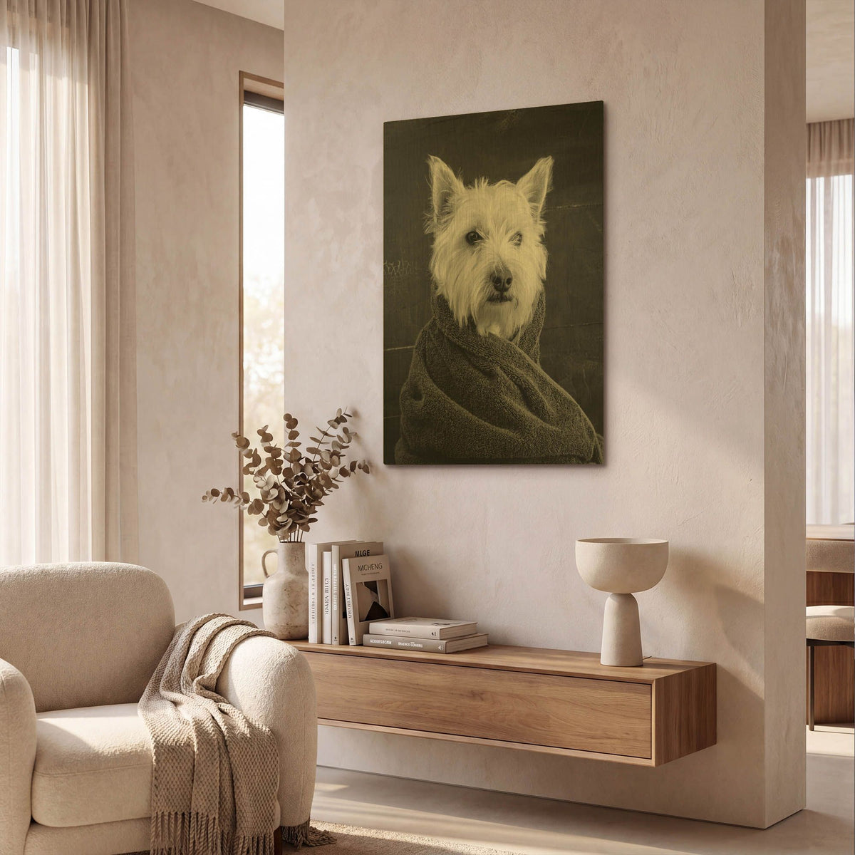 'Portrait of a Westy Dog' By Edward M. Fielding Gold Metal Wall Art
