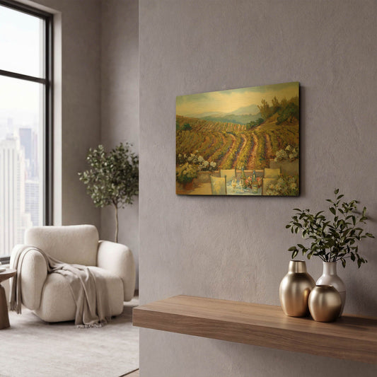'Vineyards to Mount St. Helena' By Ellie Freudenstein Gold Metal Wall Art