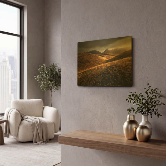 'Last Autumn Light' By Enrico Fossati Gold Metal Wall Art