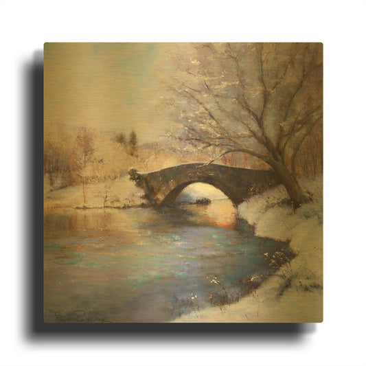 'Central Park Bridge' By Esther Engelman Gold Metal Wall Art