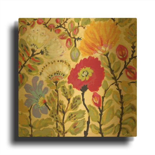 'Autumn Fresh Garden' By Karen Fields Gold Metal Wall Art