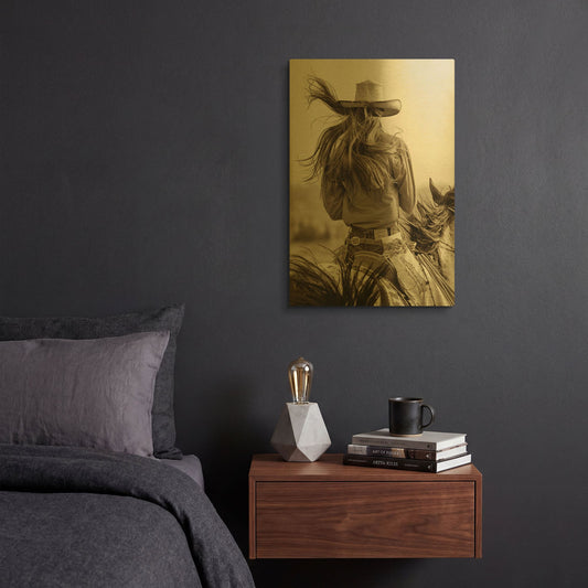 'Cowgirl' By Lisa Dearing Gold Metal Wall Art