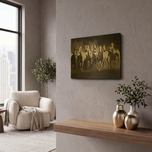 'Dream Horses' By Lisa Dearing Gold Metal Wall Art