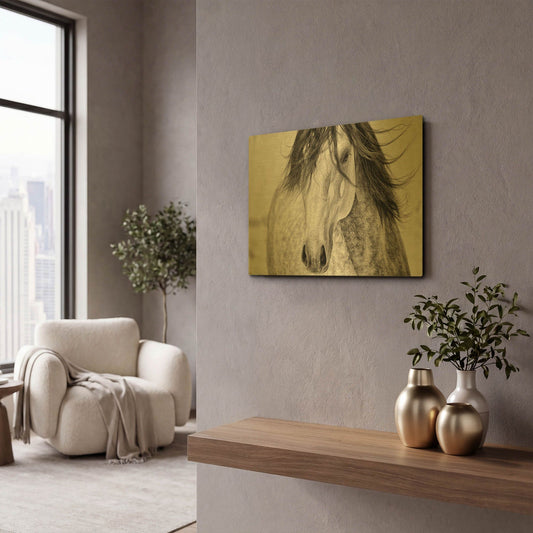 'My Beautiful Mane' By Lisa Dearing Gold Metal Wall Art