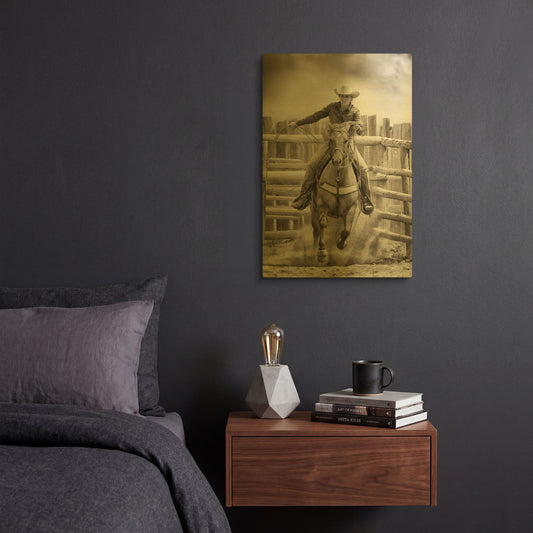 'Ride ‘Em Cowgirl' By Lisa Dearing Gold Metal Wall Art