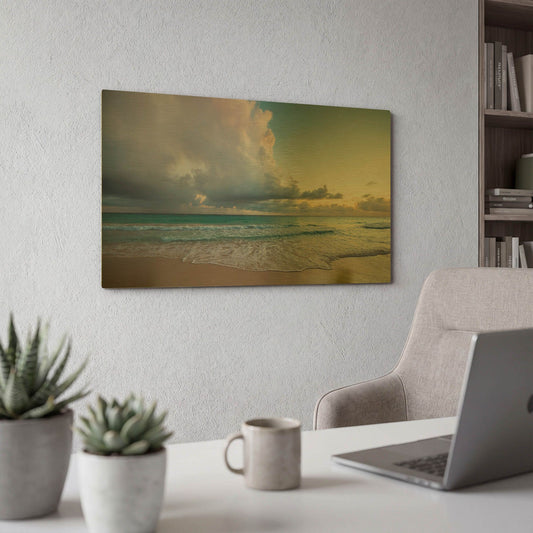 'First Sunset in Paradise' By Lizzy Davis Gold Metal Wall Art