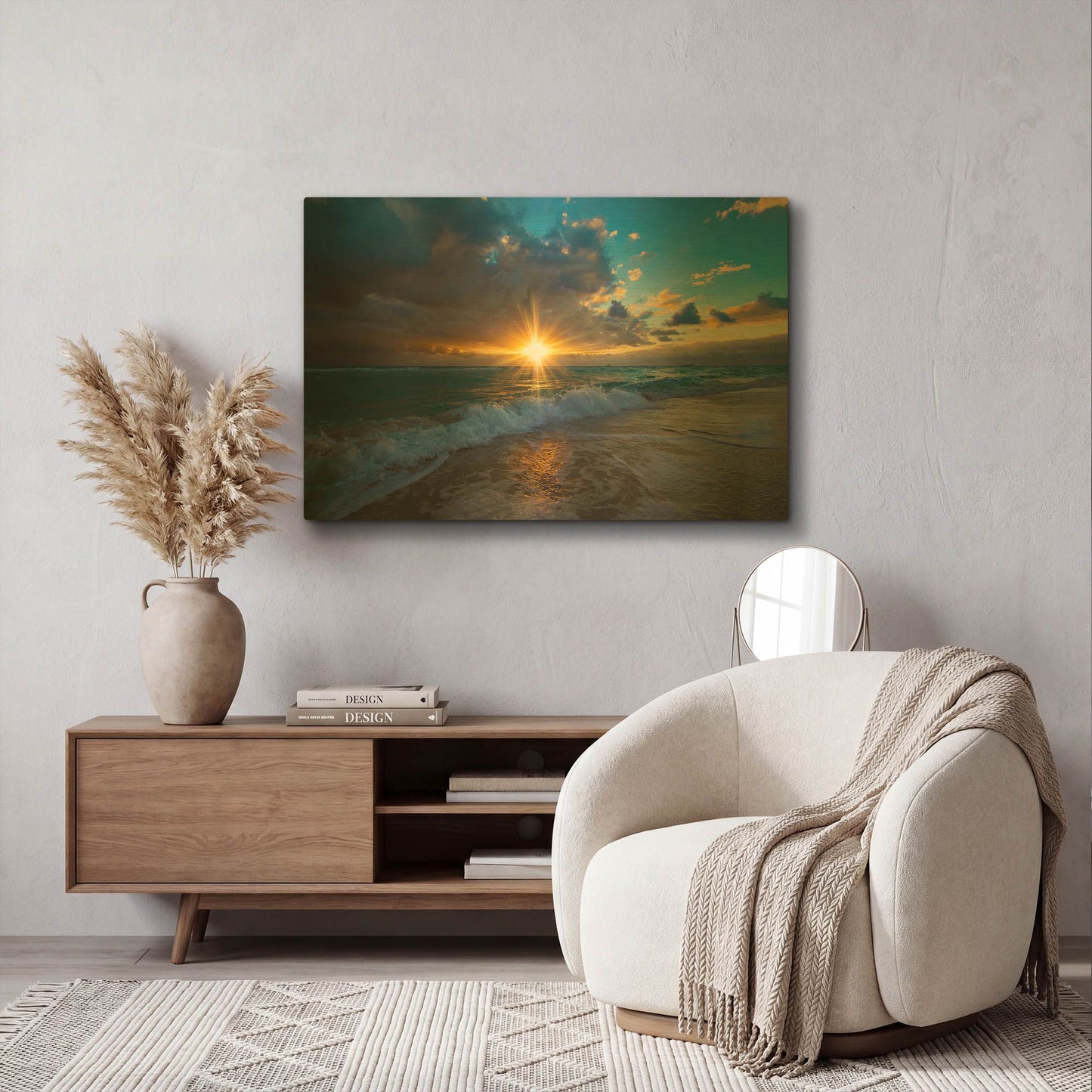 'Sunrise Over Miami Beach' By Lizzy Davis Gold Metal Wall Art