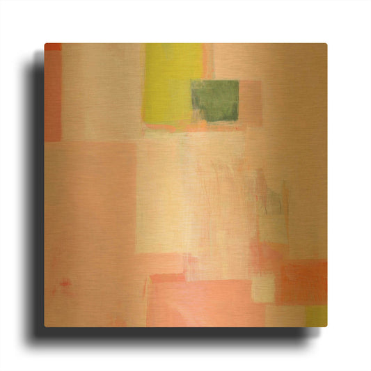 'Pink Squares' By Melissa Donoho Gold Metal Wall Art