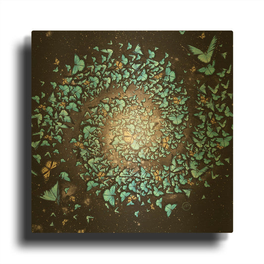 'Butterfly Galaxy' By Paula Belle Flores Gold Metal Wall Art