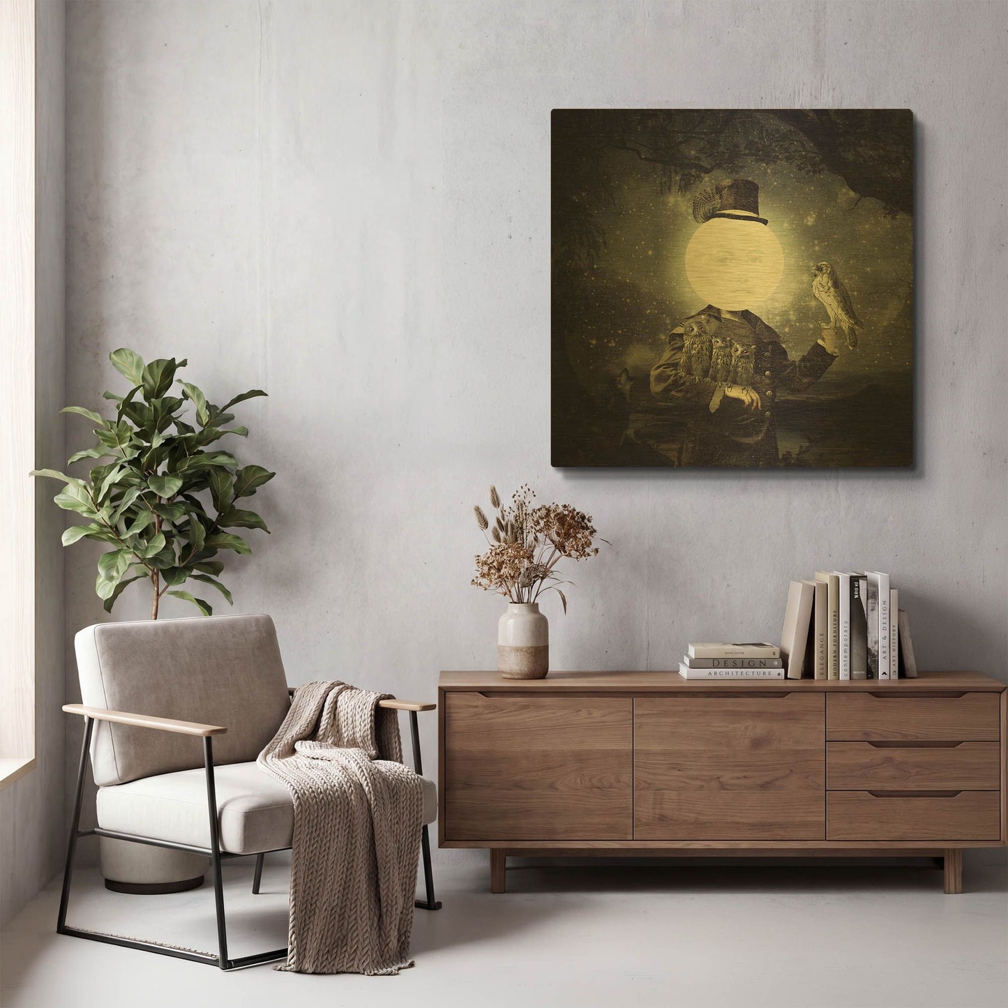 'Full Moon' By Paula Belle Flores Gold Metal Wall Art