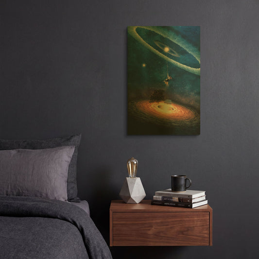 'My Dream House in Another Galaxy' By Paula Belle Flores Gold Metal Wall Art